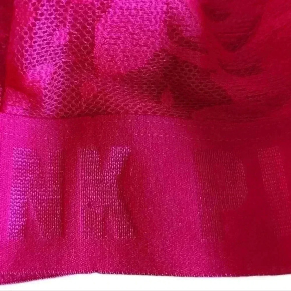 VICTORIA'S Secret Pink Bralette Lipstick Red Lace Logo Band T Back Women's Med - Picture 11 of 11
